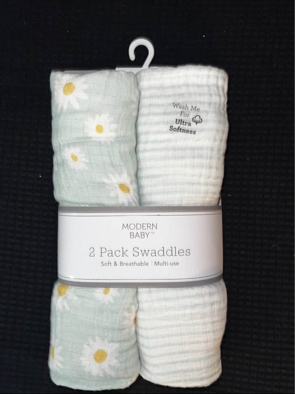 Mint Daisy & White 2-Pack Baby Swaddles